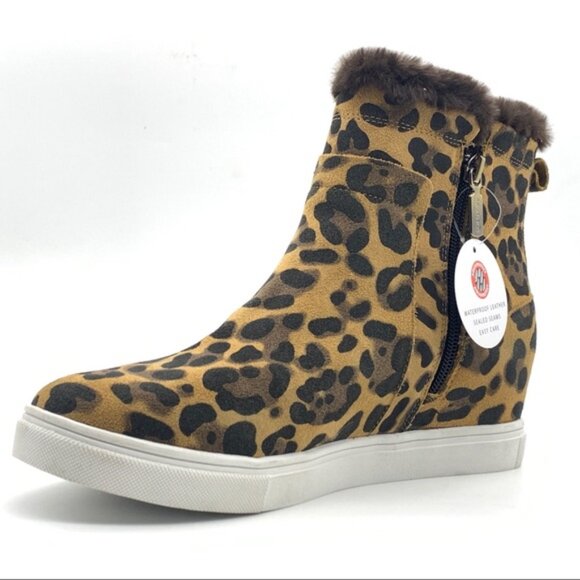 Shoes - Blondo Glade Leopard Suede Faux Fur Lined Sneaker